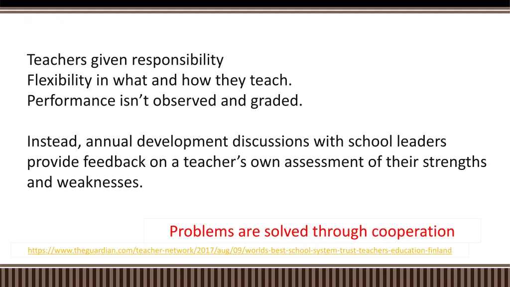 teachers given responsibility flexibility in what