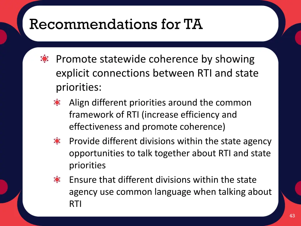 recommendations for ta
