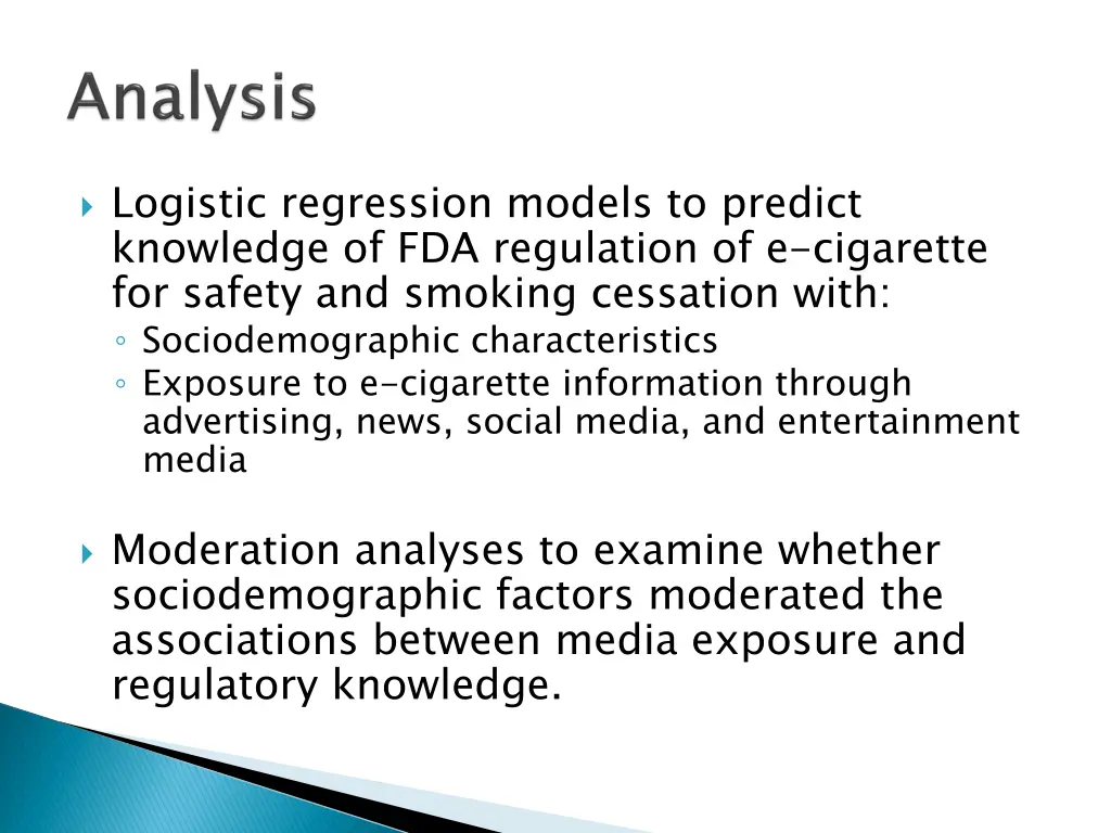 logistic regression models to predict knowledge