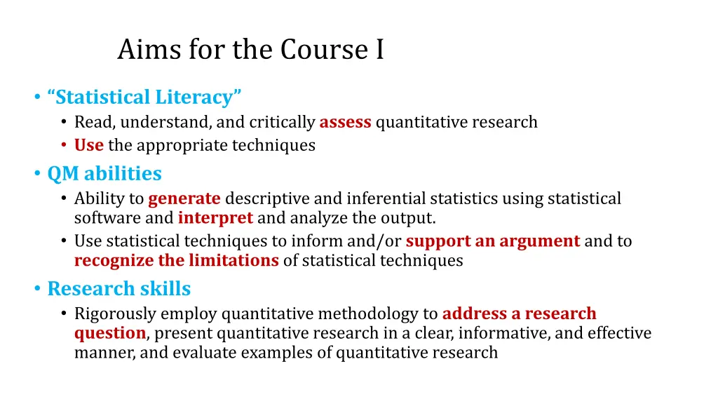 aims for the course i