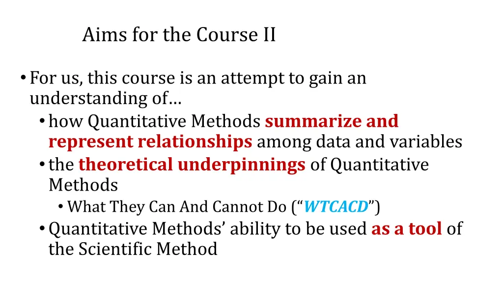 aims for the course ii