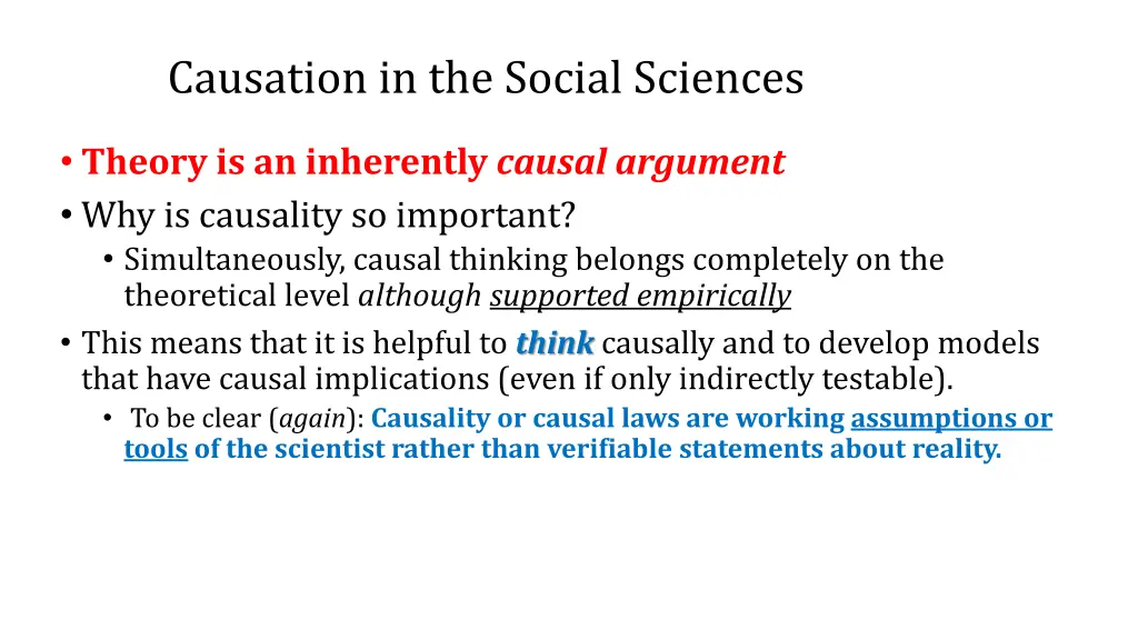 causation in the social sciences