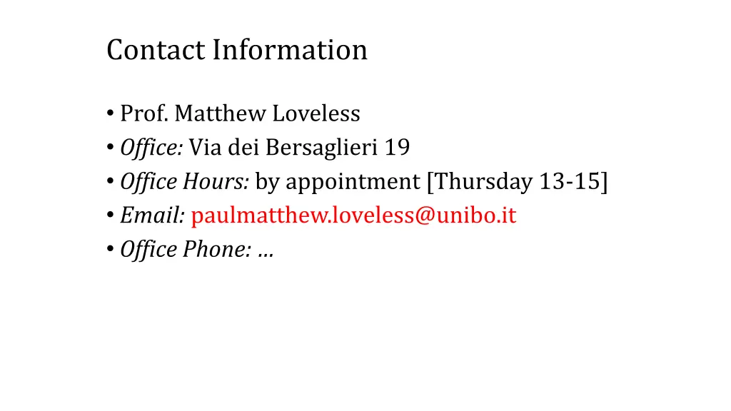 contact information