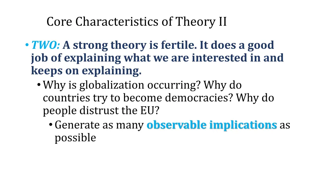 core characteristics of theory ii