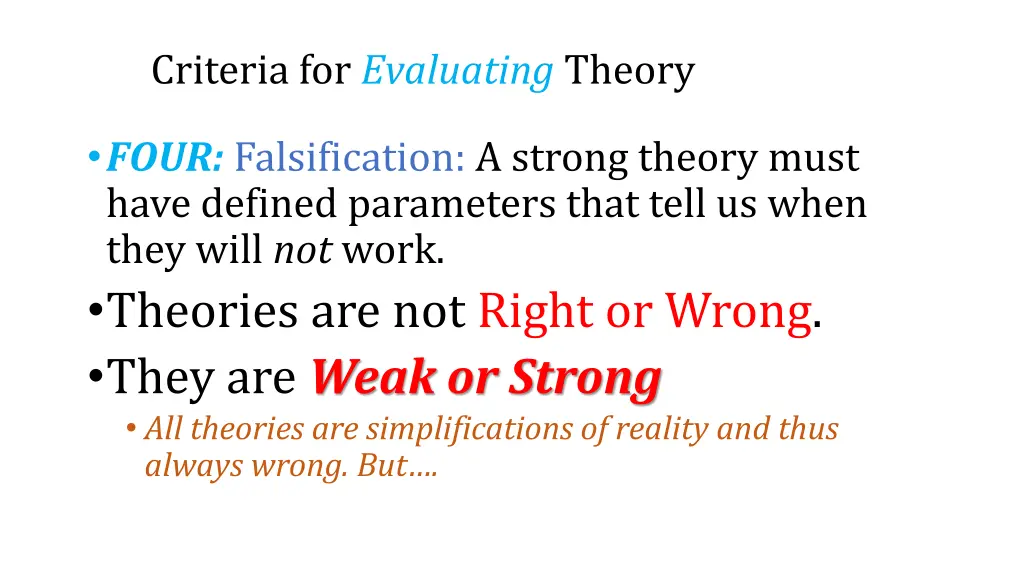 criteria for evaluating theory