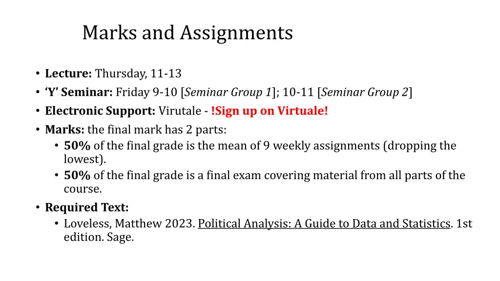 marks and assignments