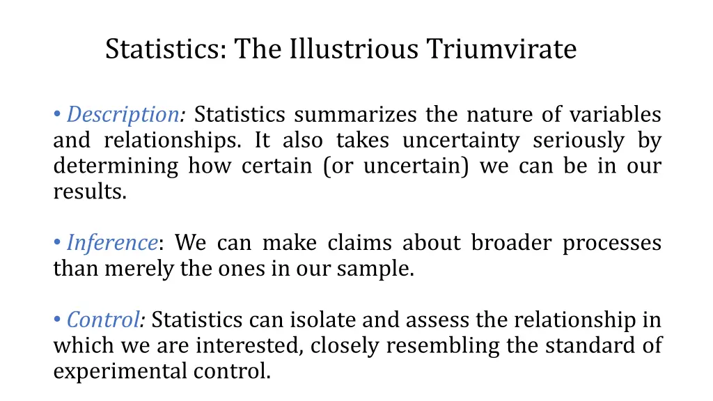 statistics the illustrious triumvirate