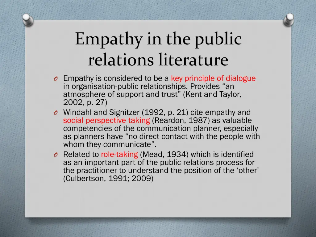 empathy in the public relations literature