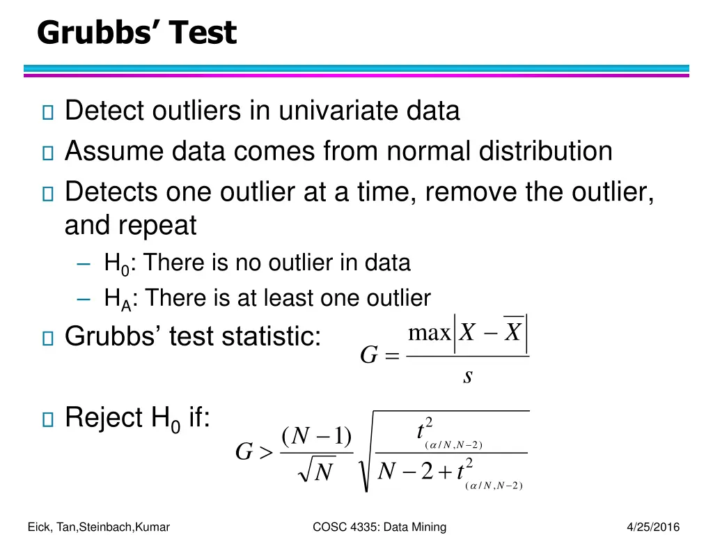 grubbs test