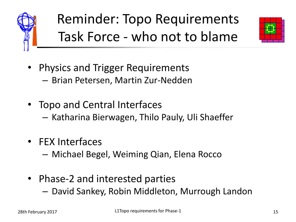 reminder topo requirements task force