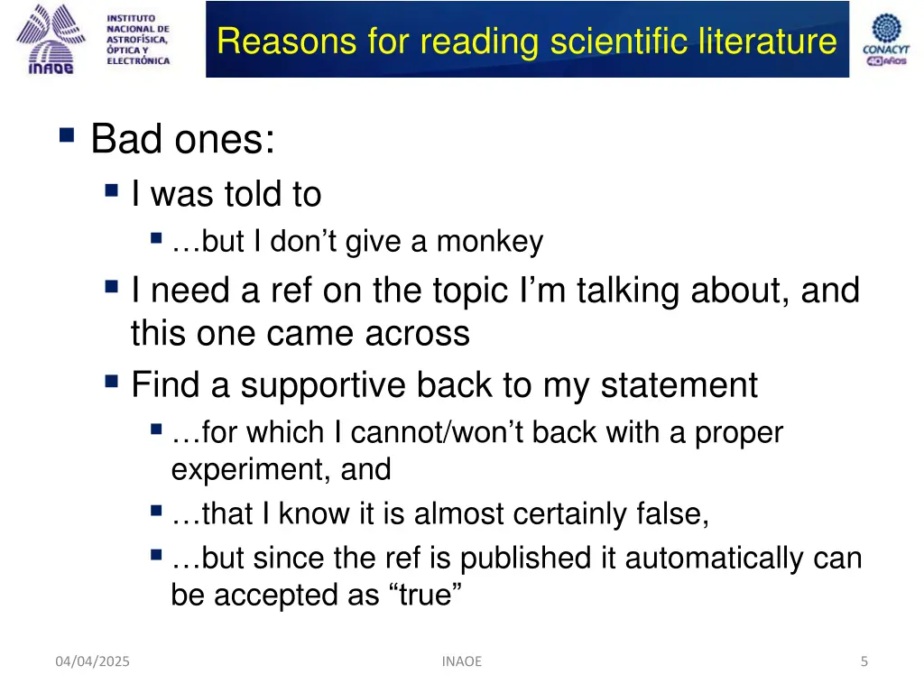 reasons for reading scientific literature