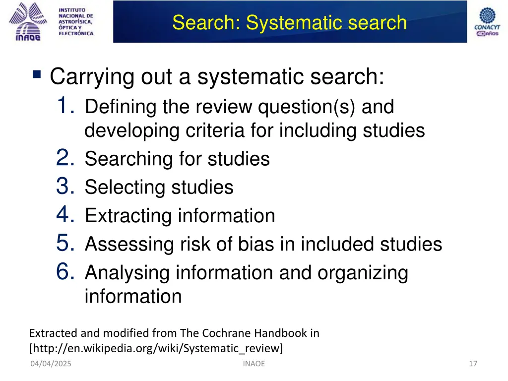 search systematic search