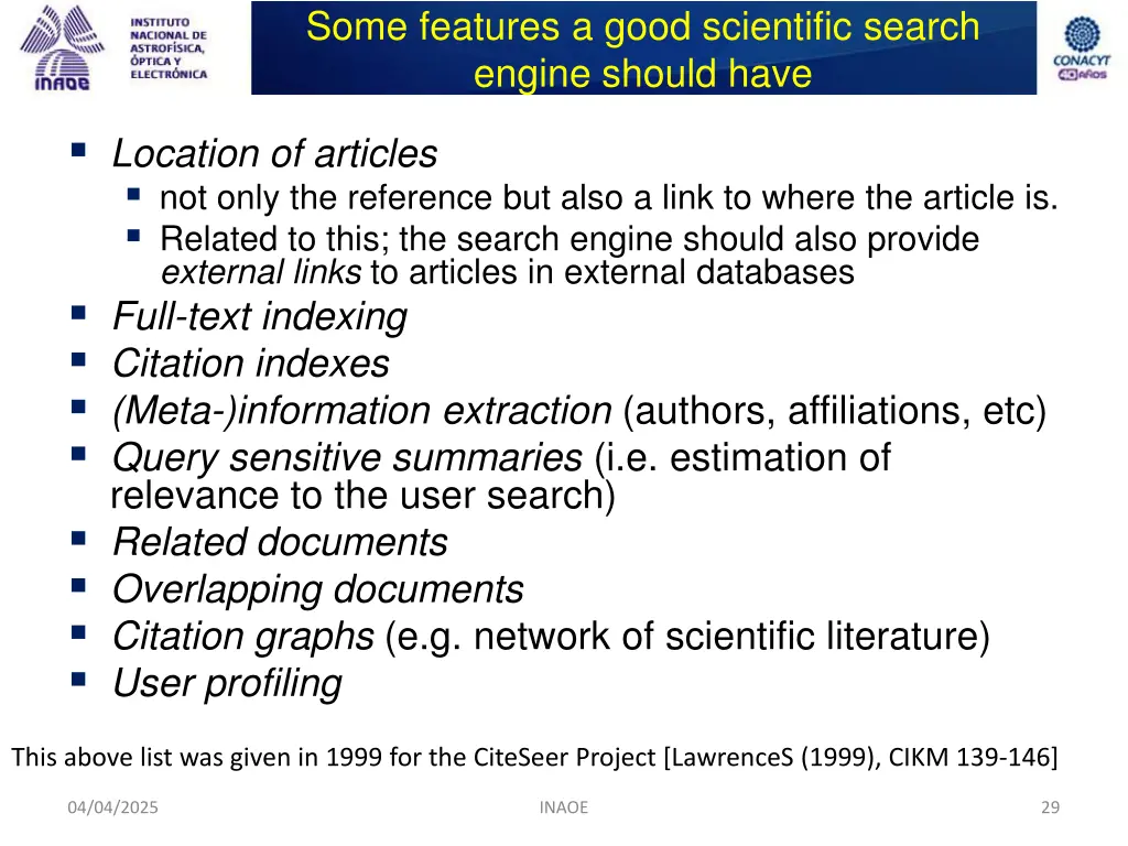 some features a good scientific search engine