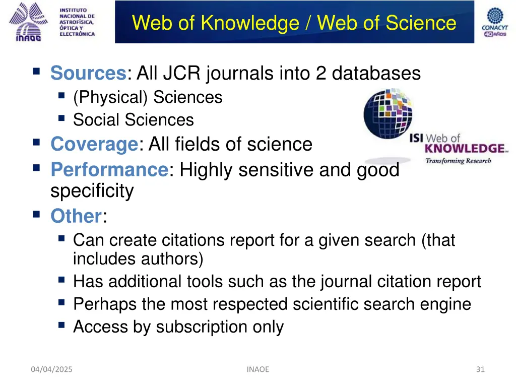web of knowledge web of science