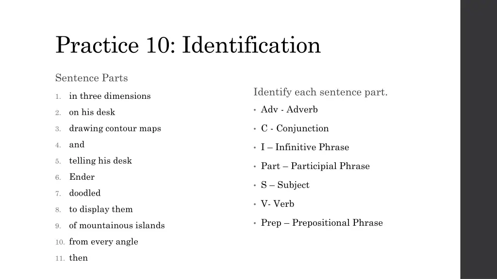 practice 10 identification