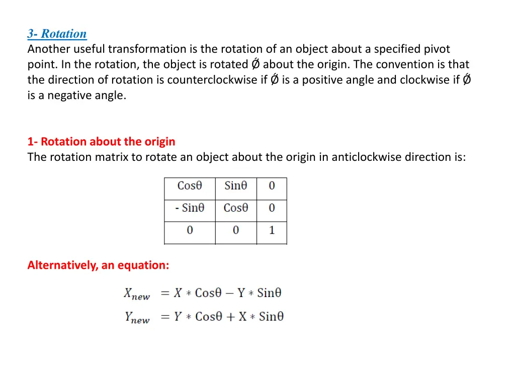 3 rotation another useful transformation
