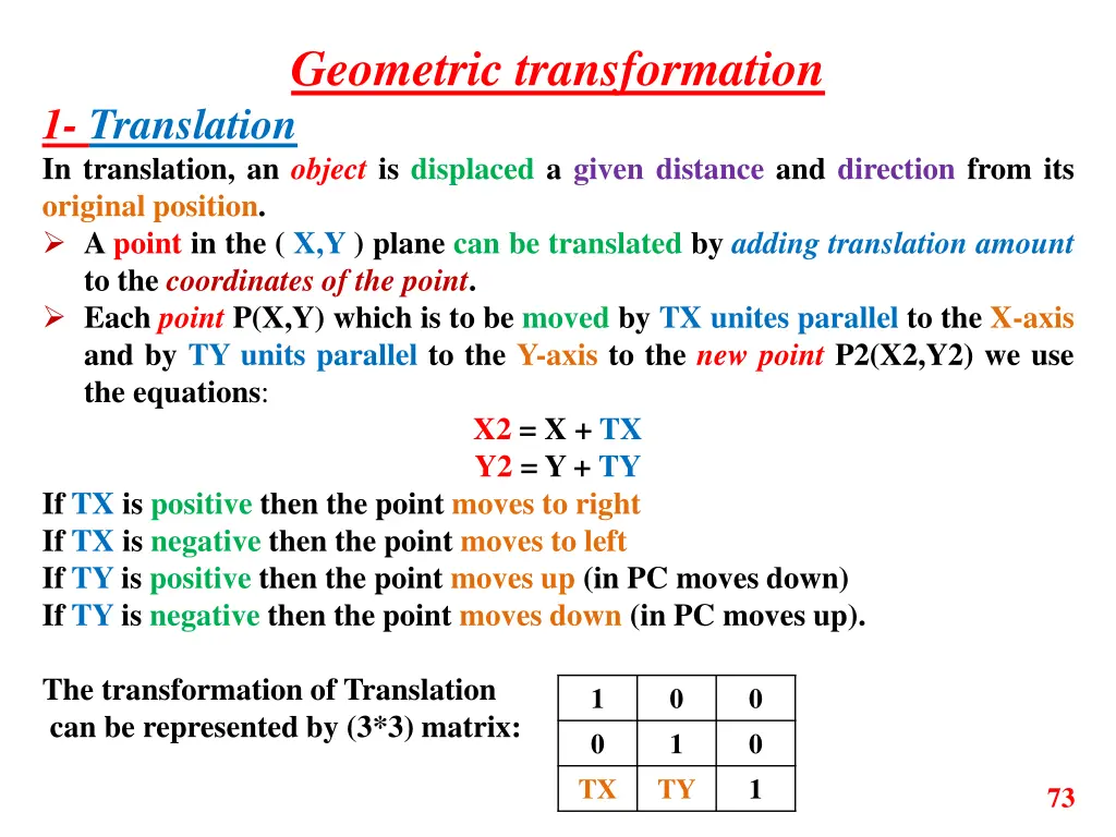 geometric transformation 1 translation