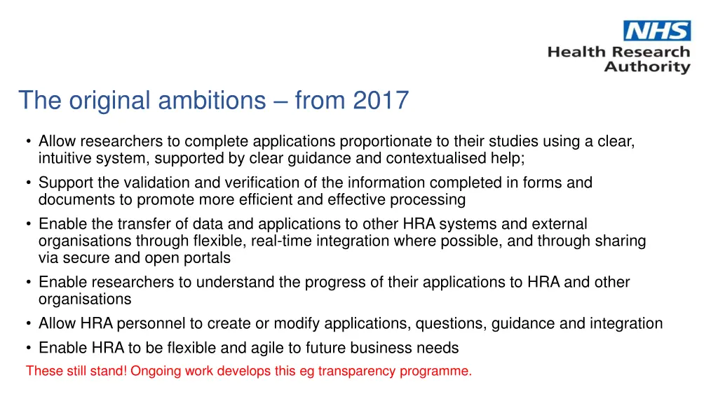 the original ambitions from 2017