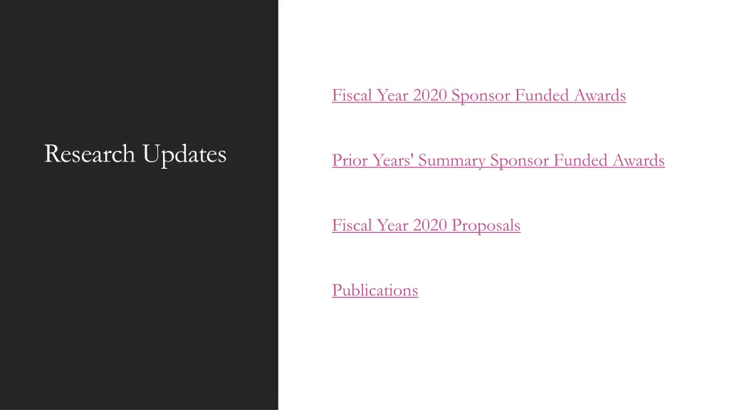 fiscal year 2020 sponsor funded awards