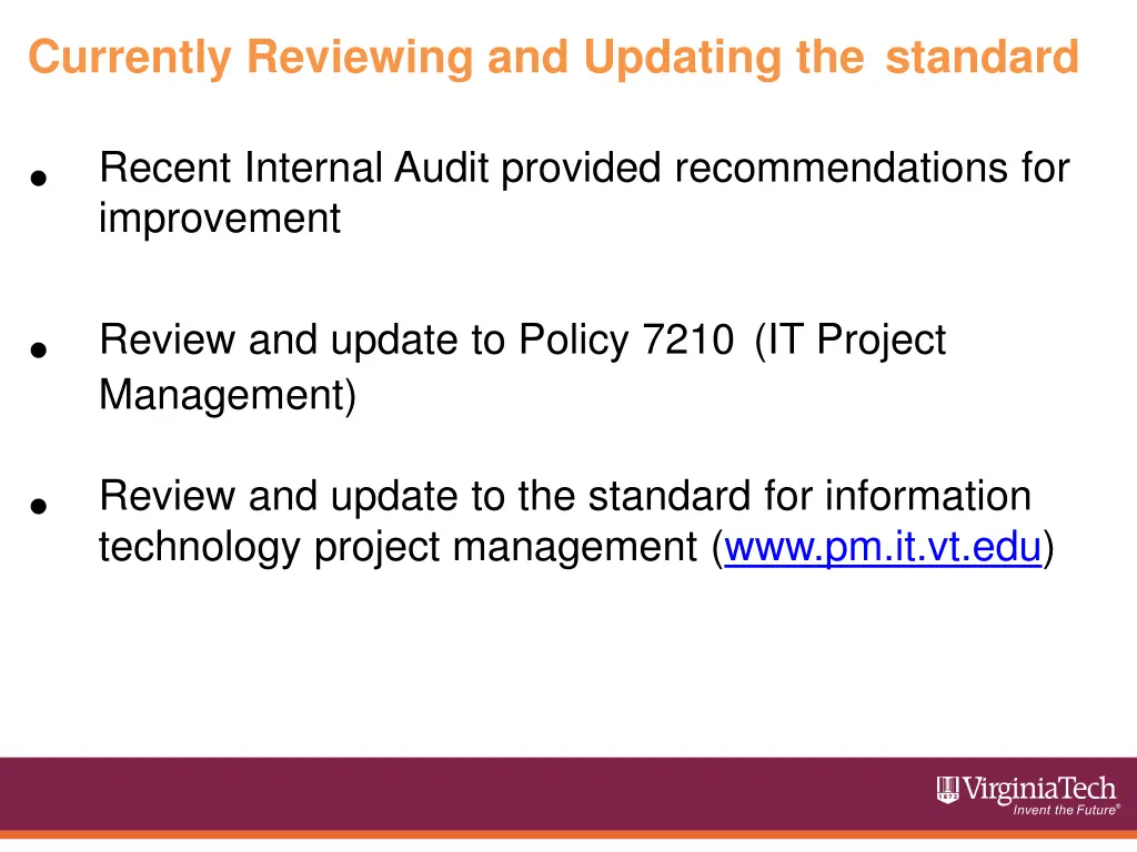 currently reviewing and updating the standard