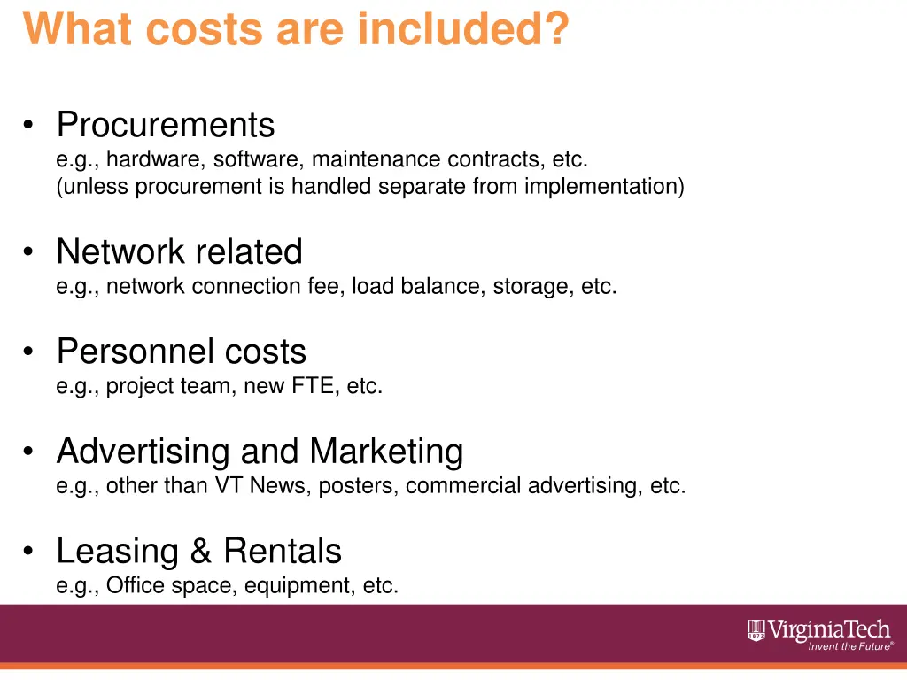 what costs are included
