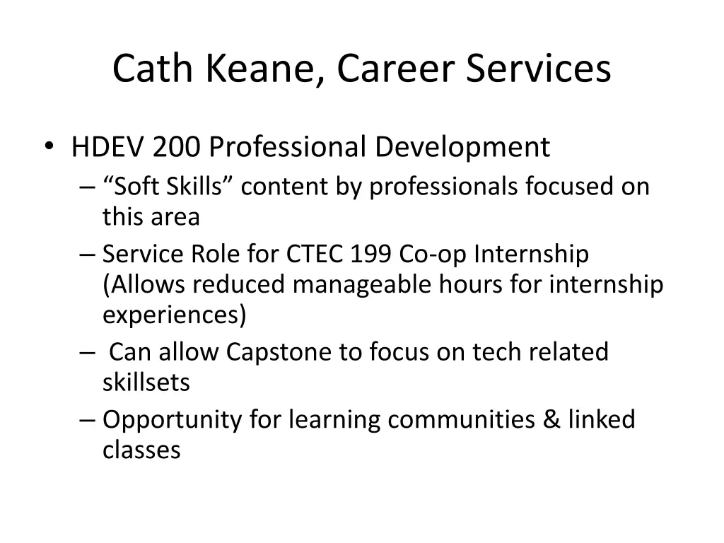 cath keane career services