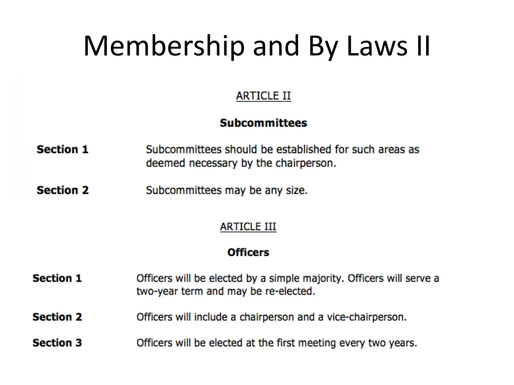 membership and by laws ii