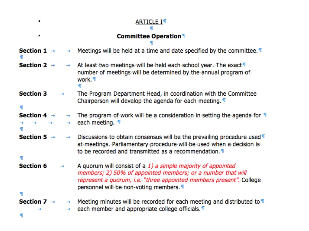membership and by laws
