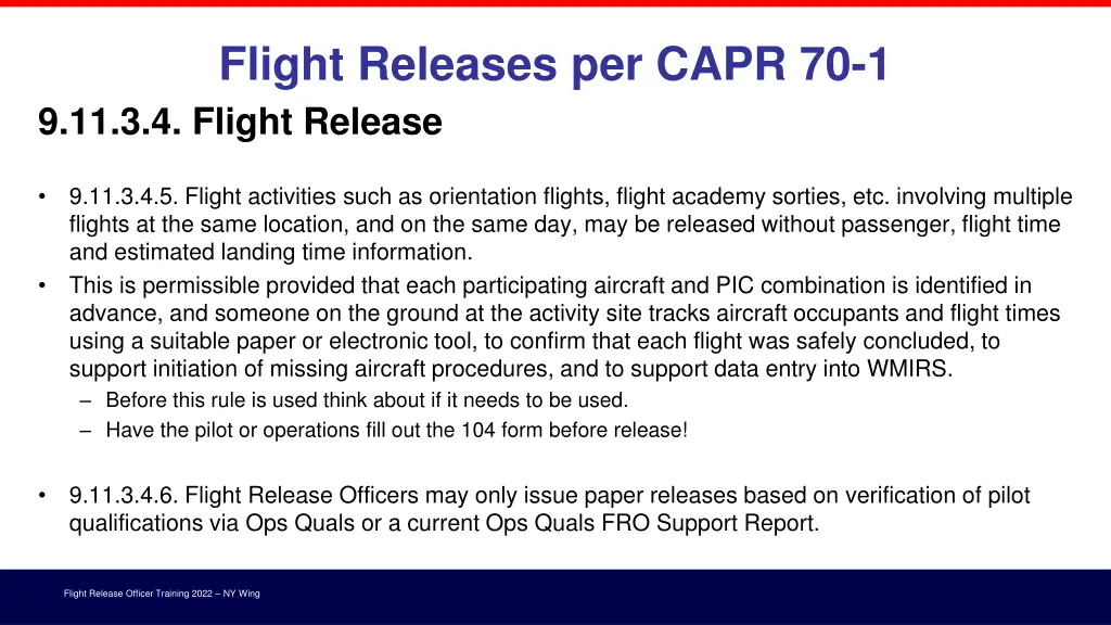 flight releases per capr 70 1 9 11 3 4 flight 2
