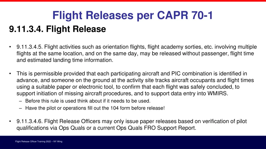flight releases per capr 70 1 9 11 3 4 flight 3