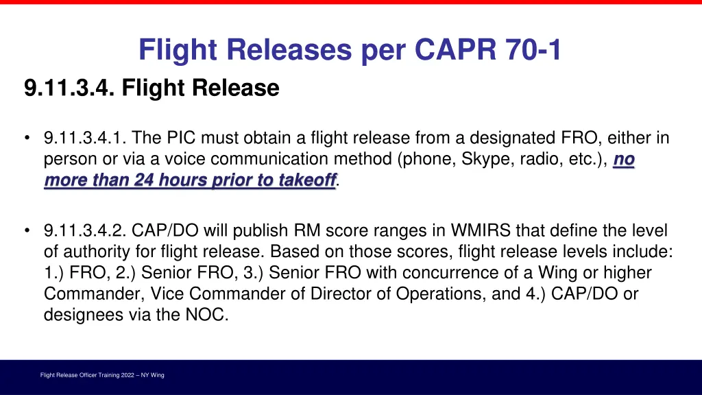 flight releases per capr 70 1 9 11 3 4 flight