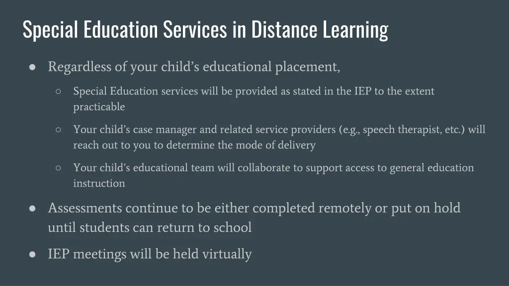 special education services in distance learning