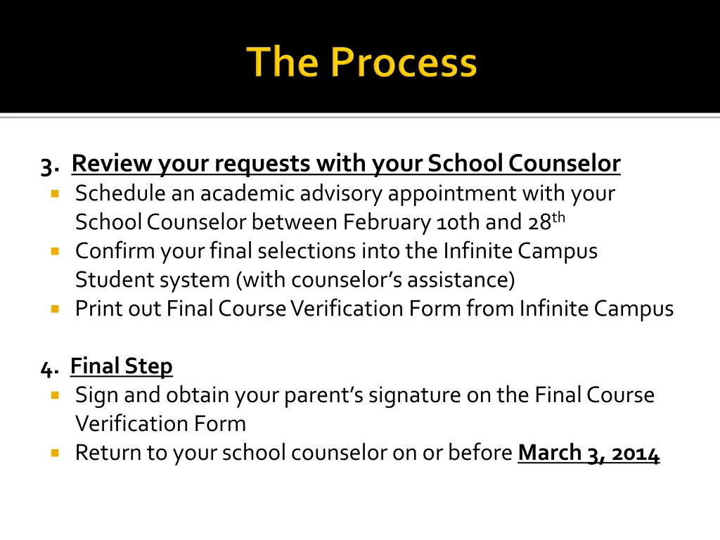 3 review your requests with your school counselor