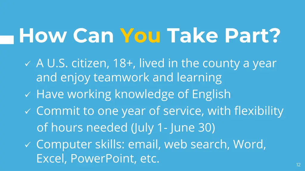 how can you take part