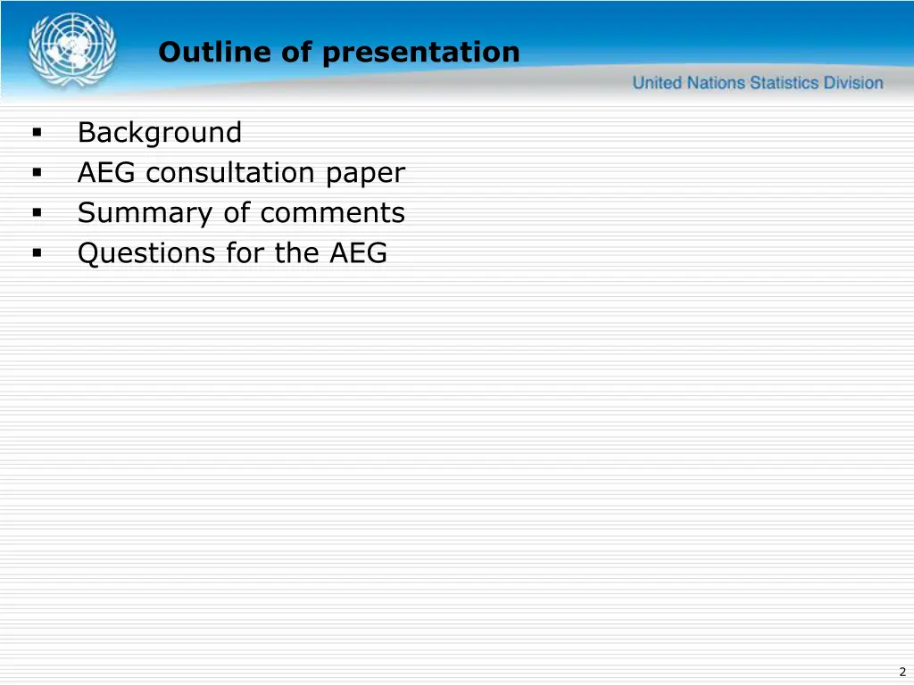 outline of presentation