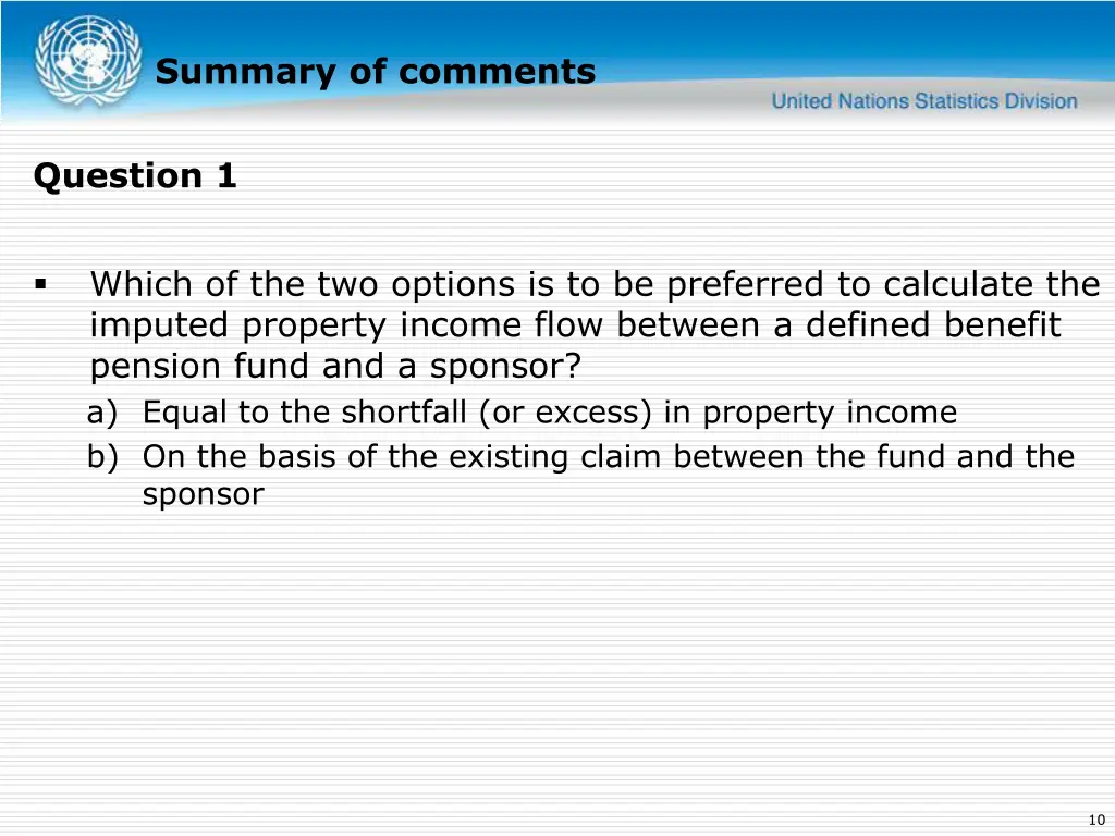 summary of comments 1