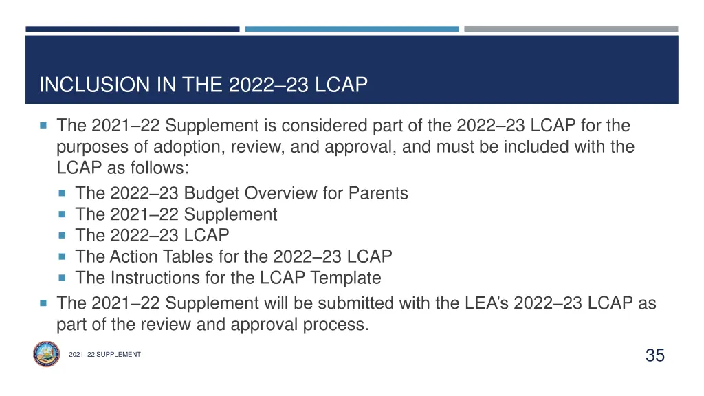inclusion in the 2022 23 lcap
