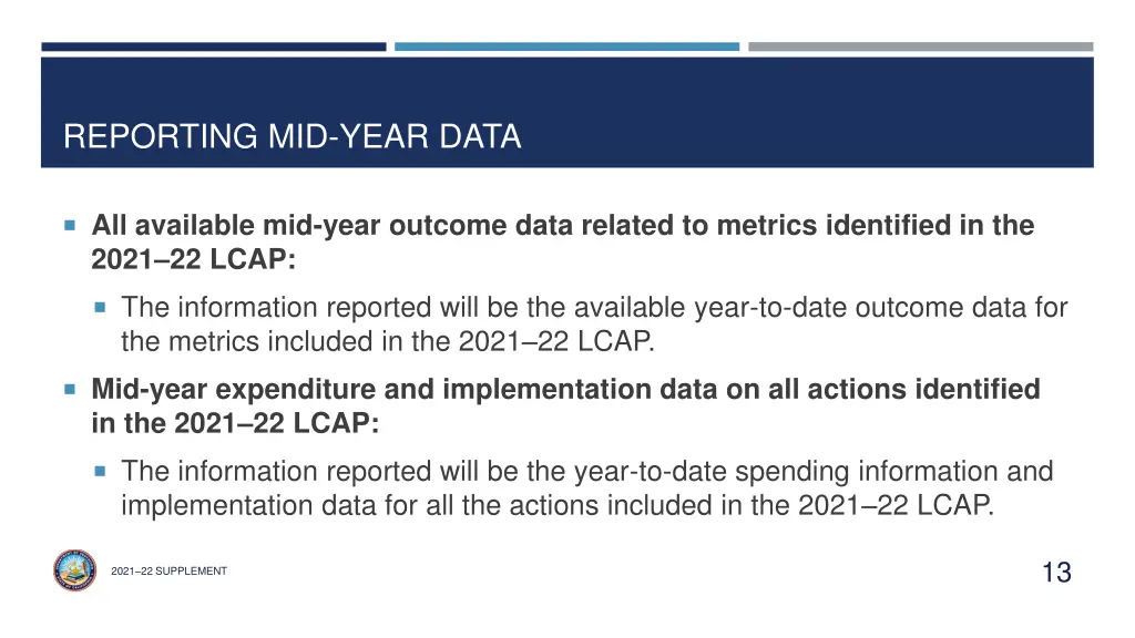 reporting mid year data