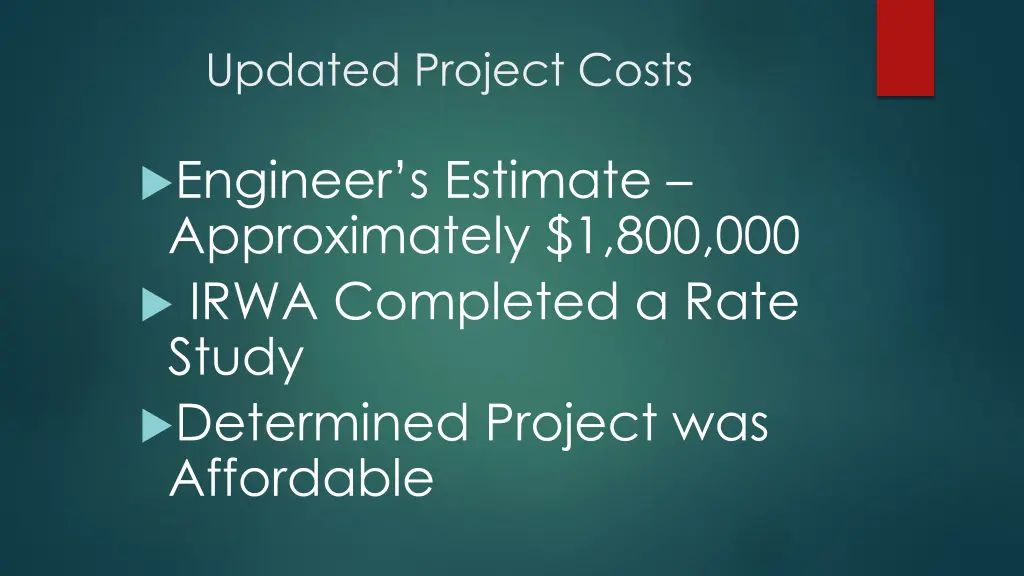 updated project costs