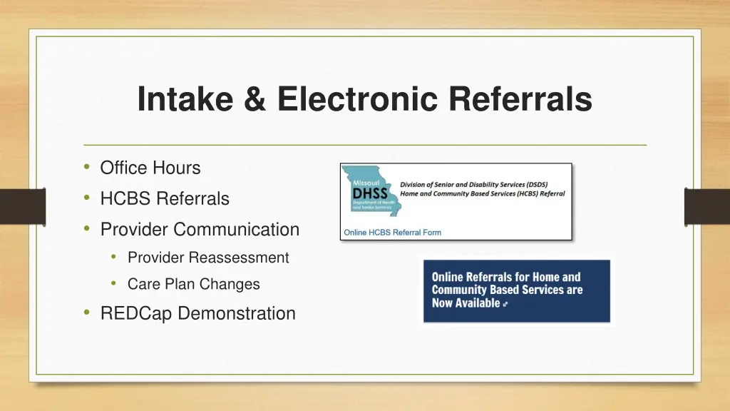 intake electronic referrals