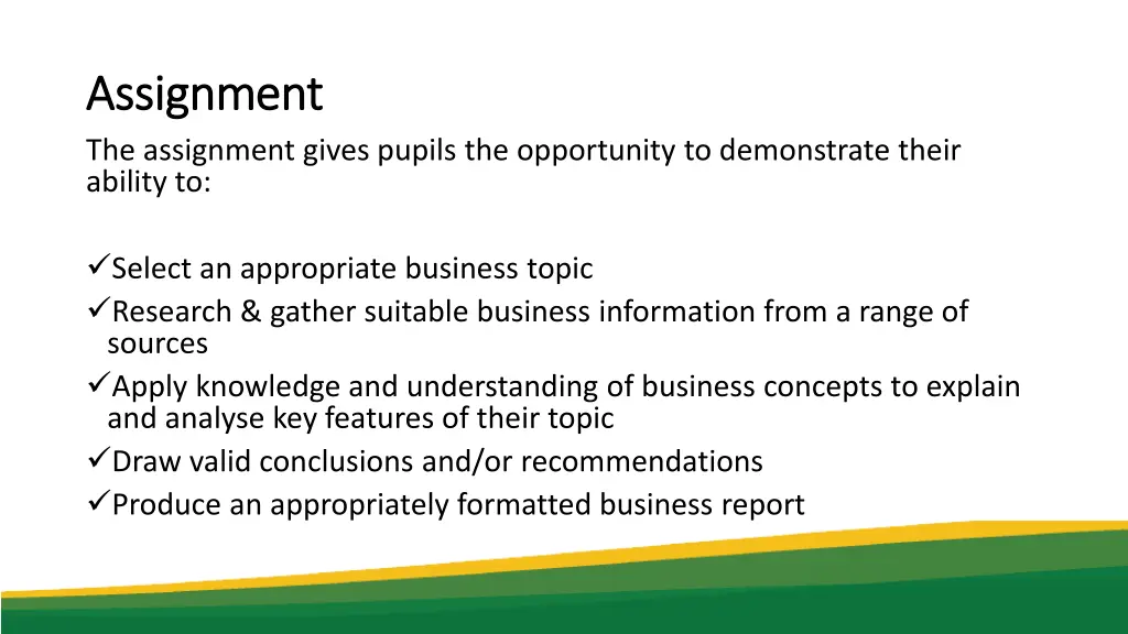 assignment assignment the assignment gives pupils