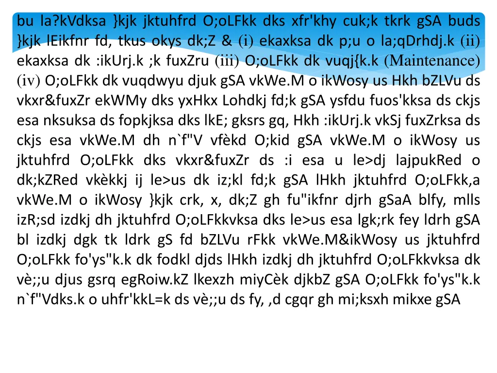 bu la kvdksa kjk jktuhfrd o olfkk