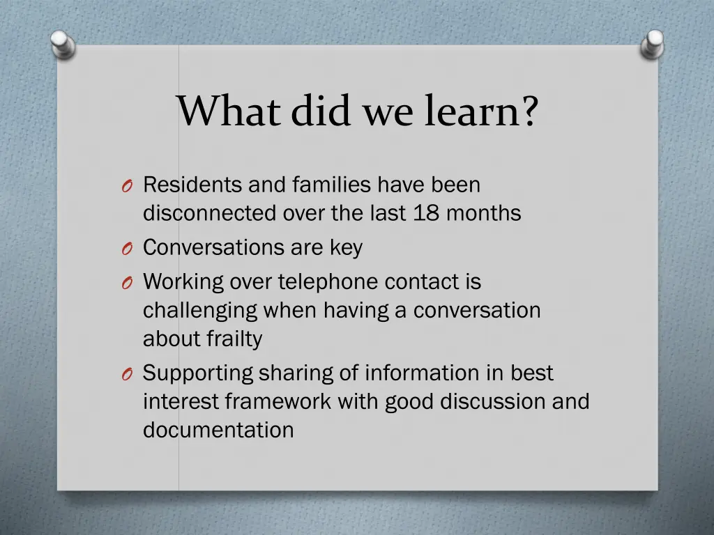 what did we learn