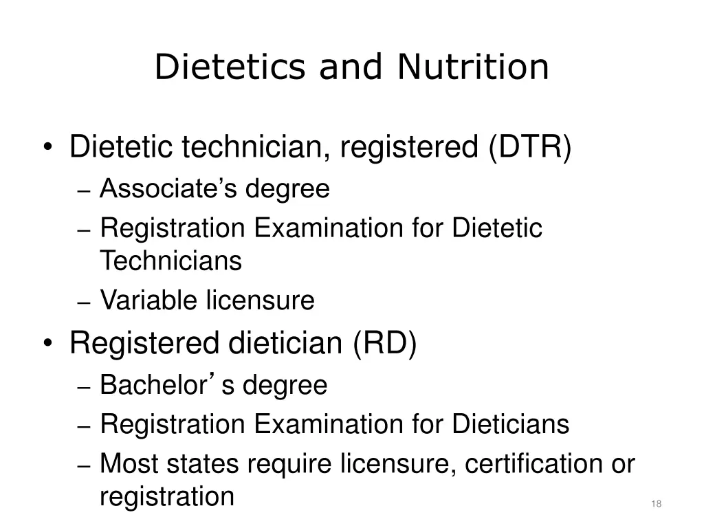 dietetics and nutrition