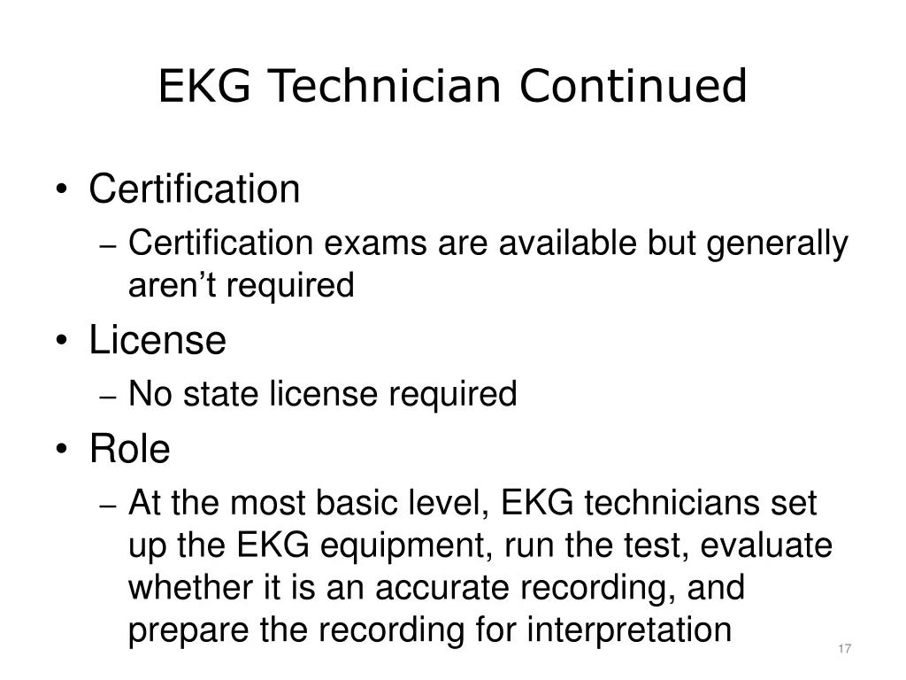 ekg technician continued