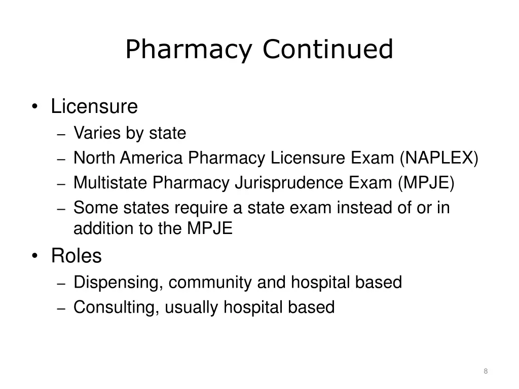 pharmacy continued