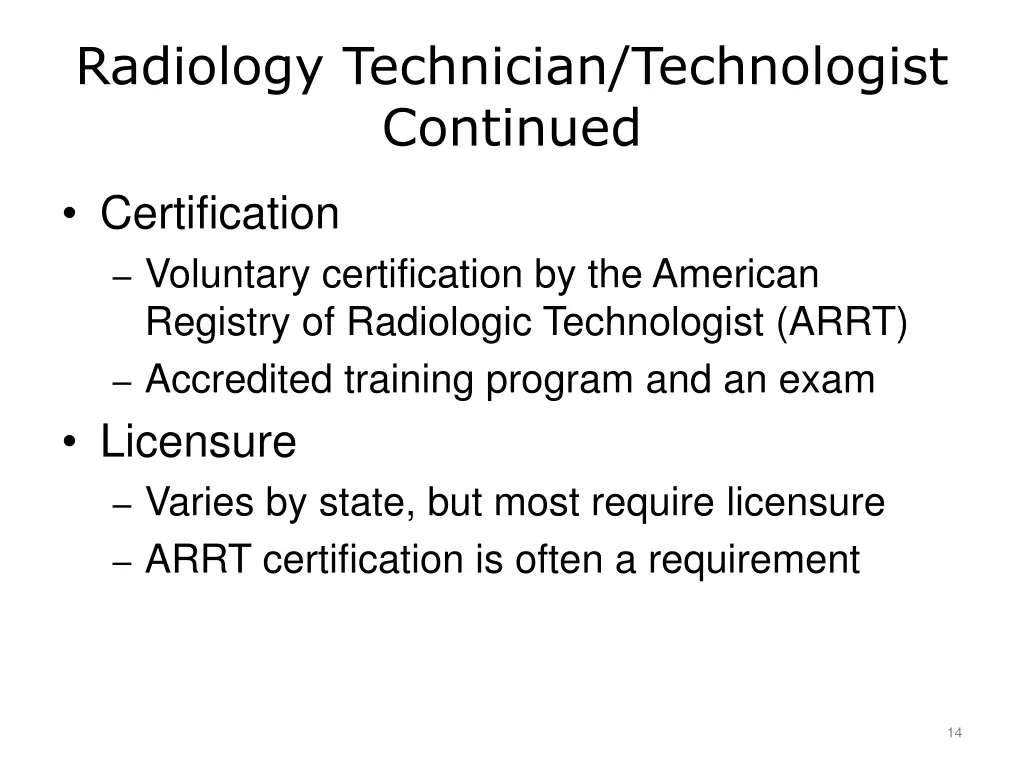 radiology technician technologist continued
