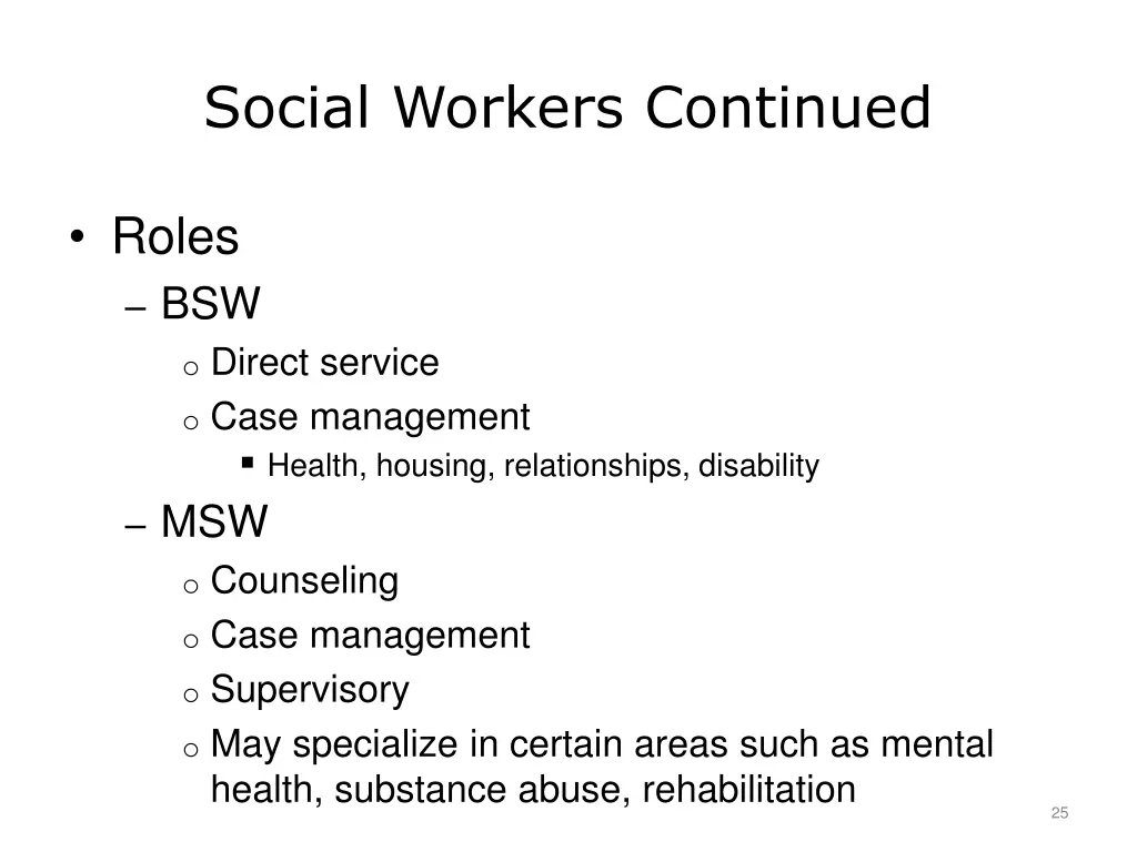 social workers continued