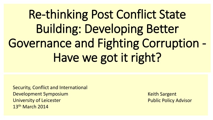 re re thinking post conflict state thinking post