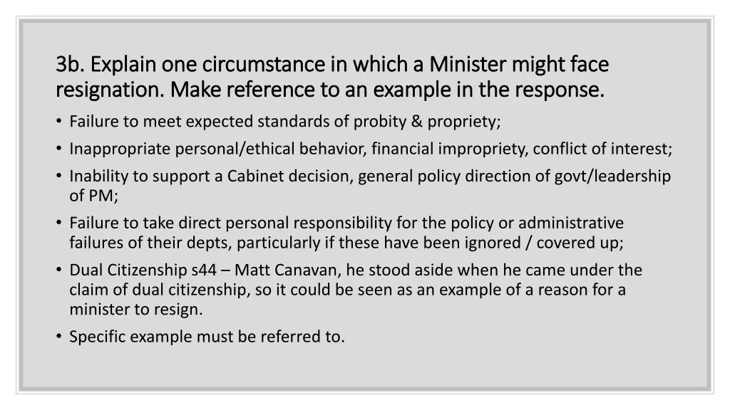 3b explain one circumstance in which a minister
